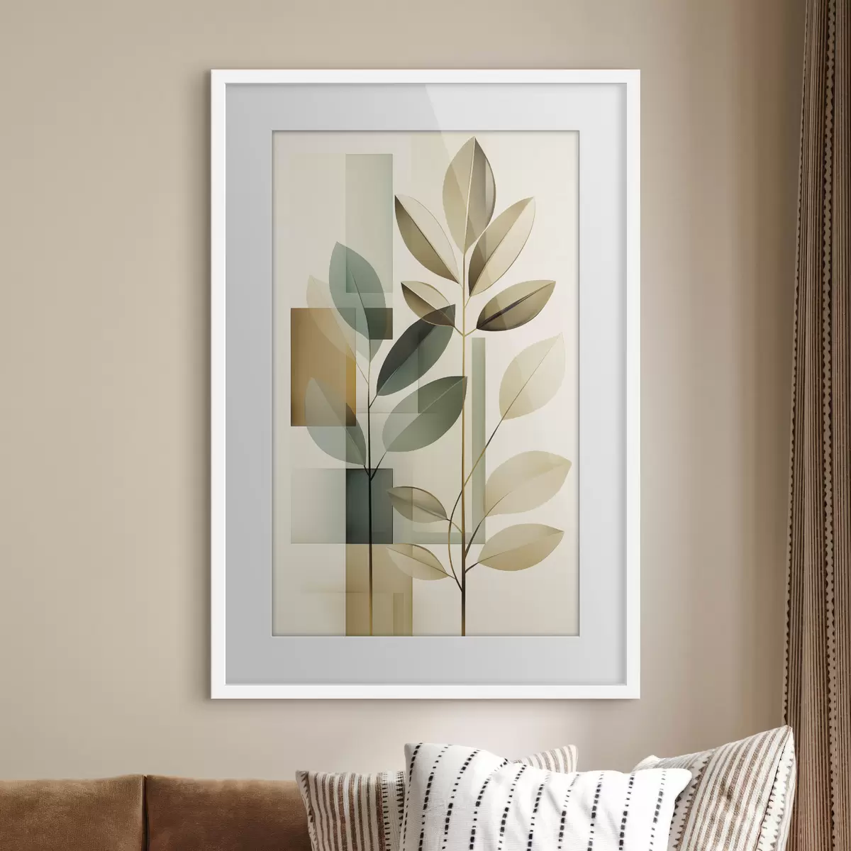 Poster Abstraction géométrique avec des feuilles f46581