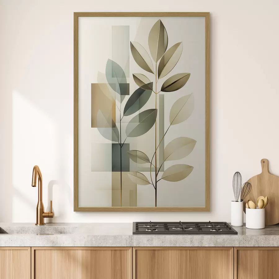 Papier peint Abstraction géométrique avec des feuilles f46581