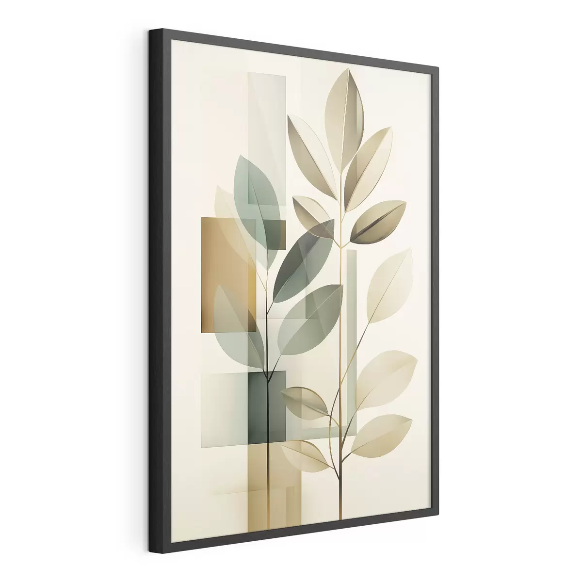 Poster Abstraction géométrique avec des feuilles f46581