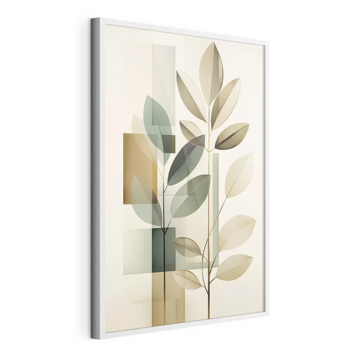 Poster Abstraction géométrique avec des feuilles f46581