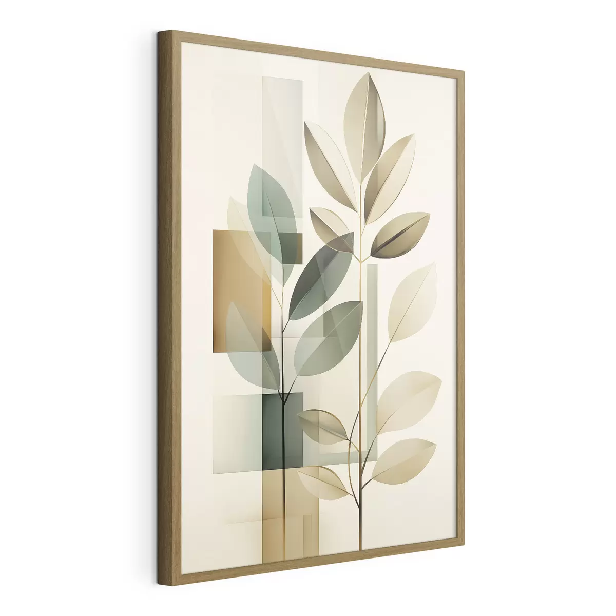 Poster Abstraction géométrique avec des feuilles f46581