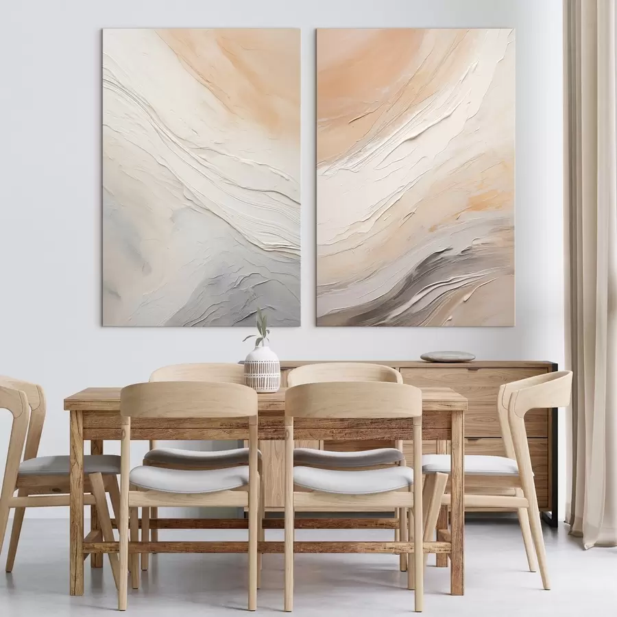 Tableau Textures neutres en plâtre avec couches en relief fluides m00971