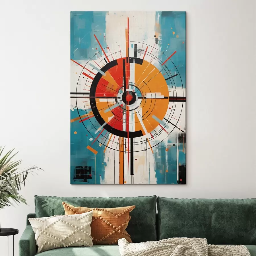 Tableau Cible concentrique avec segments bleu sarcelle et orange s46486