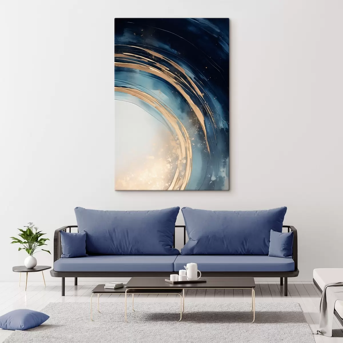 Tableau Anneaux étroits superposés au-dessus d'un horizon pâle s46489