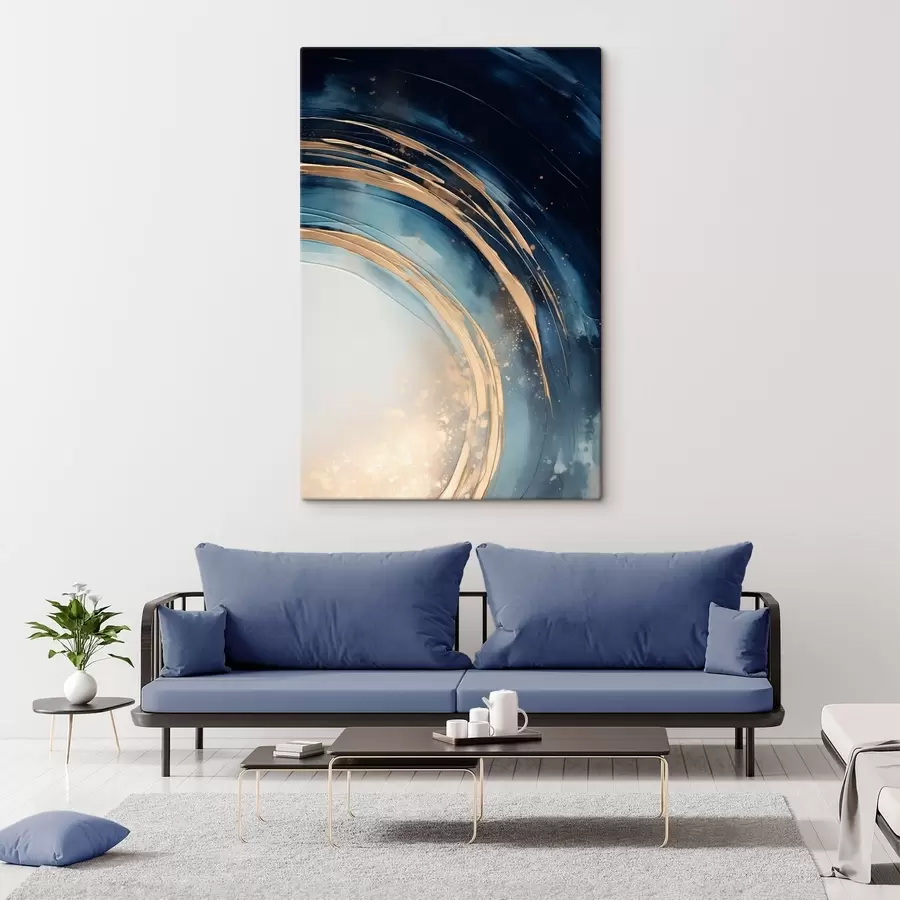 Tableau Anneaux étroits superposés au-dessus d'un horizon pâle s46489