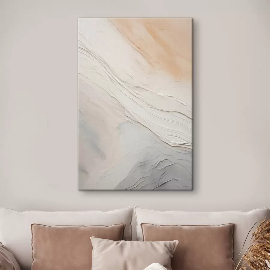 Tableau Plâtre texturé aux nuances douces ivoire et sable s46510