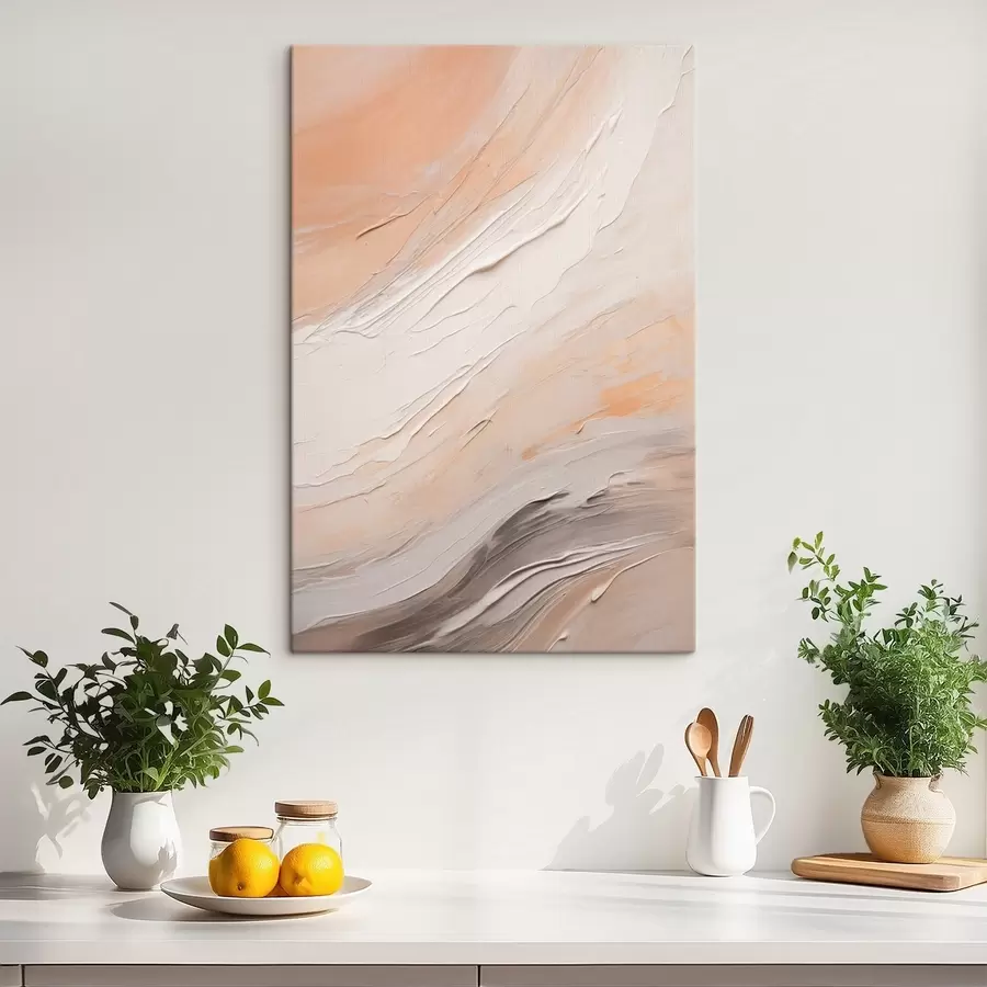 Tableau Enduit texturé tourbillonnant dans des tons beige chaud et gris doux s46511