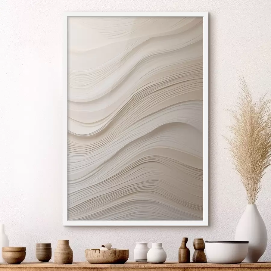 Papier peint Vagues en relief superposées dans des tons sable, texture douce f46484
