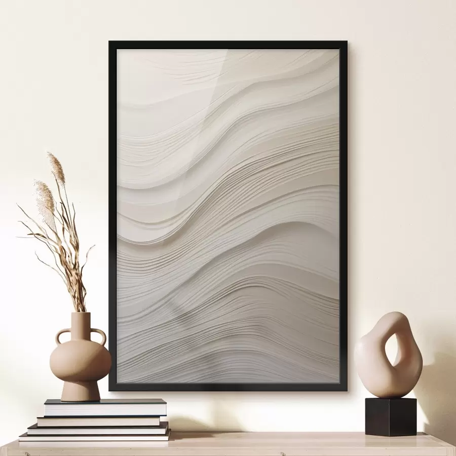 Papier peint Vagues en relief superposées dans des tons sable, texture douce f46484