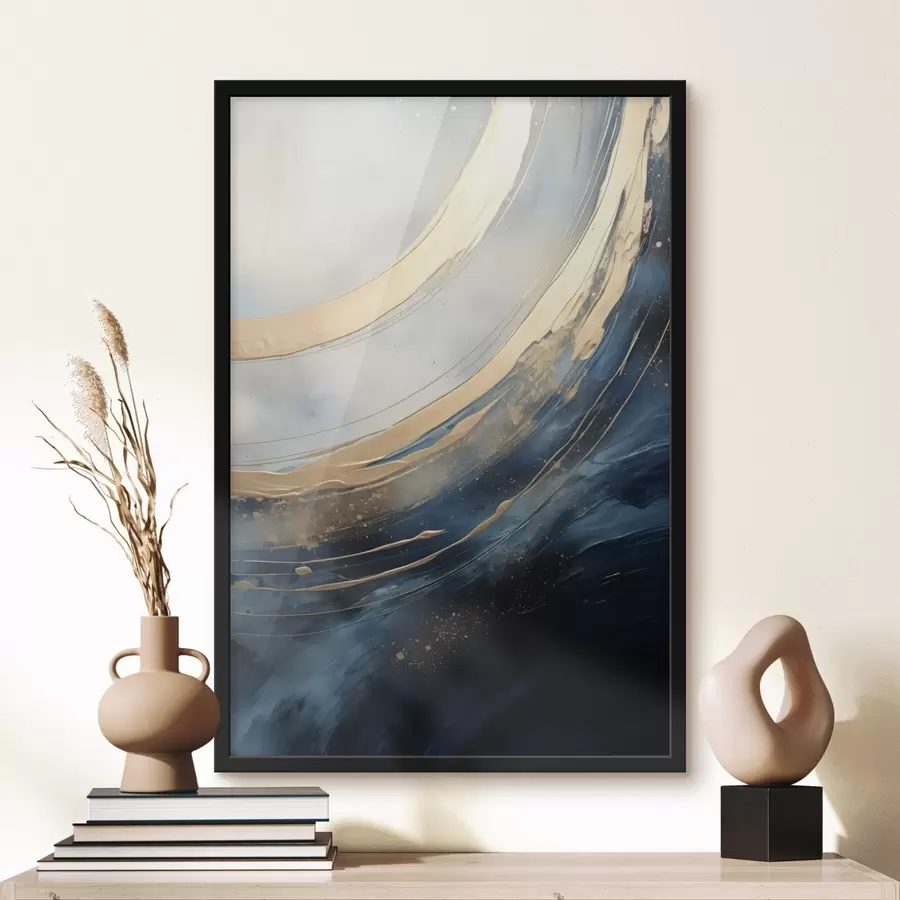 Papier peint De larges arcs lumineux sur fond bleu foncé f46487