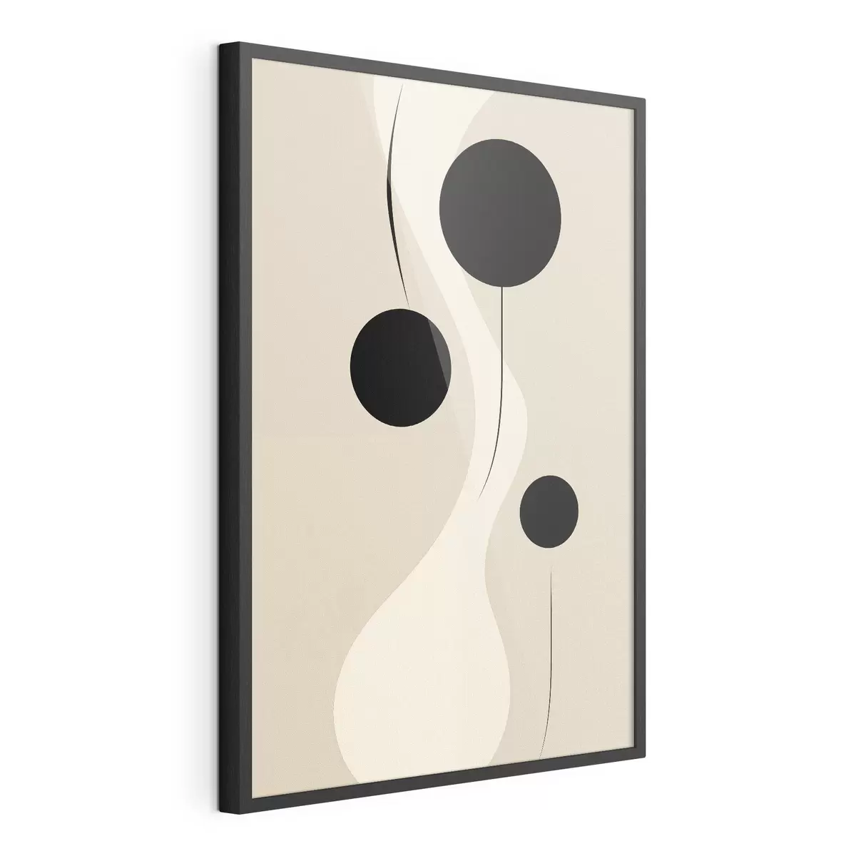 Poster Cercles minimalistes sur fond beige rehaussés de lignes fluides f46496