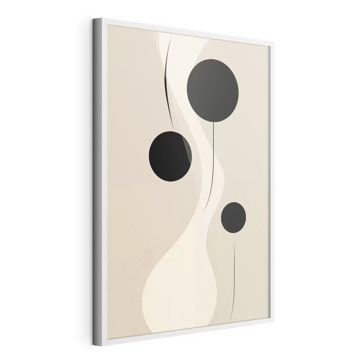 Poster Cercles minimalistes sur fond beige rehaussés de lignes fluides f46496