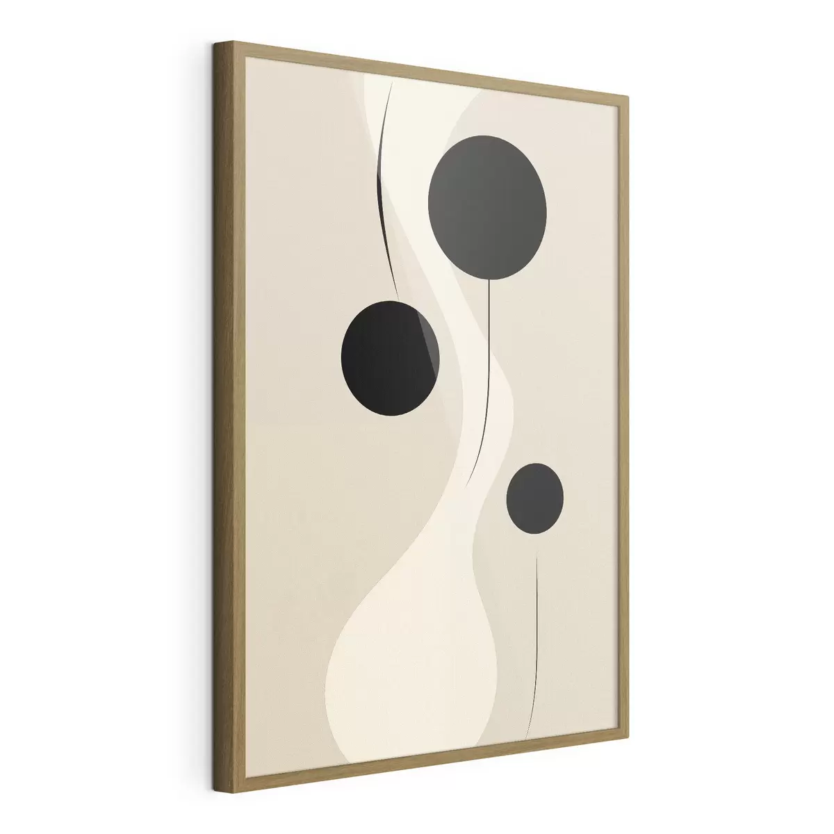 Poster Cercles minimalistes sur fond beige rehaussés de lignes fluides f46496