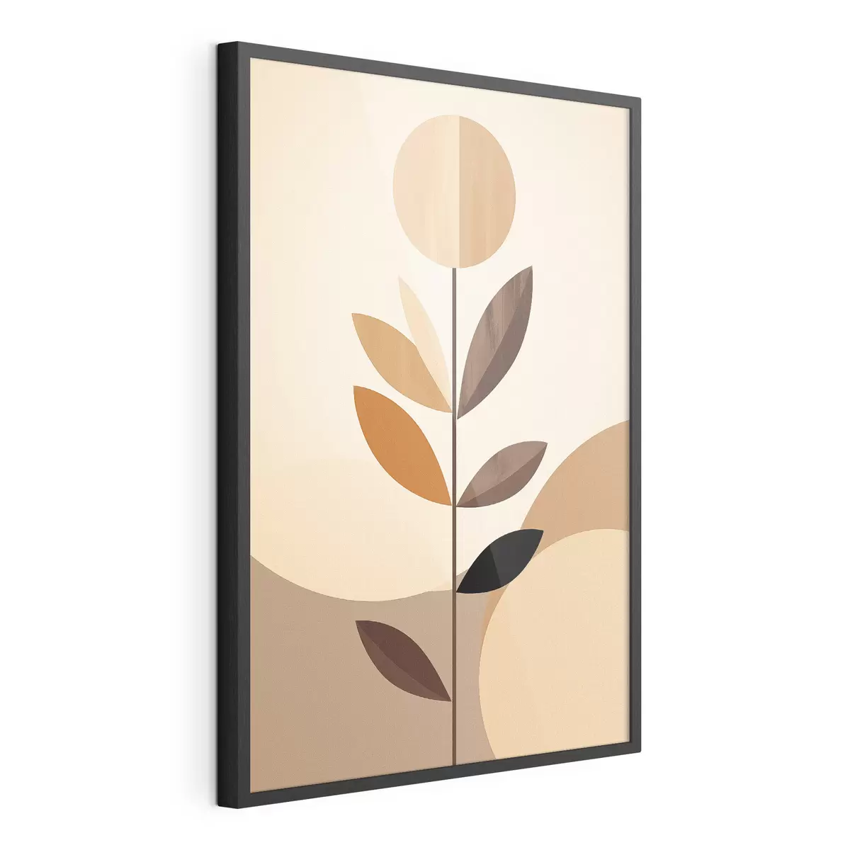 Poster Fleur stylisée avec des feuilles géométriques dans des tons chauds f46500