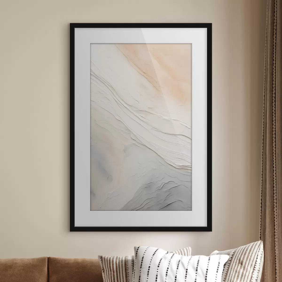 Poster Plâtre texturé aux nuances douces ivoire et sable f46510