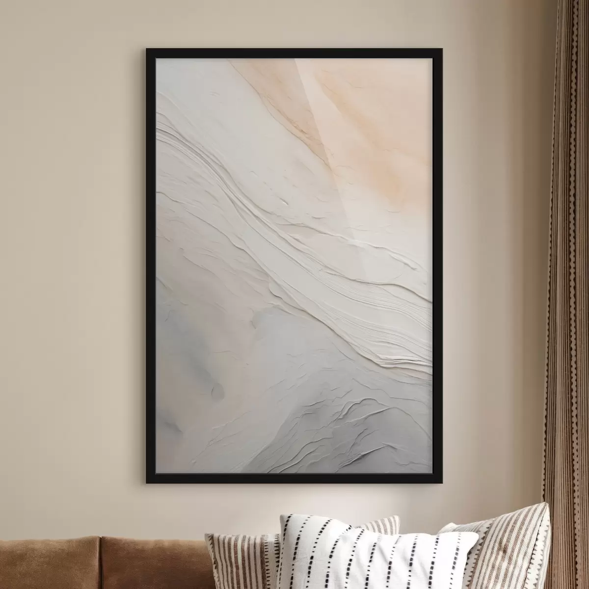 Poster Plâtre texturé aux nuances douces ivoire et sable f46510