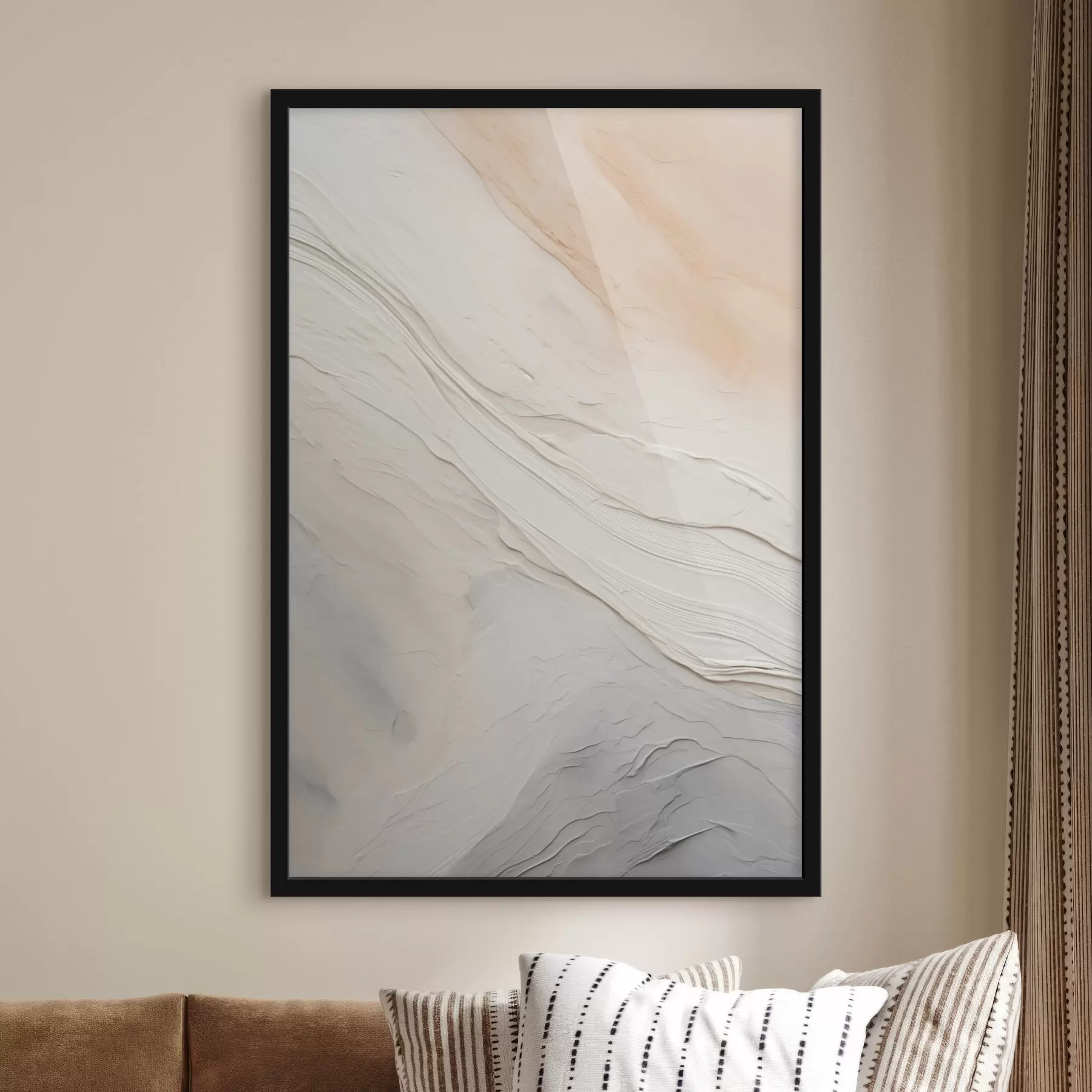 Papier peint Plâtre texturé aux nuances douces ivoire et sable f46510