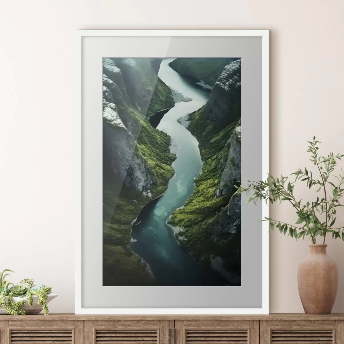 Poster Rivière sinueuse entre les falaises, vue aérienne f46521