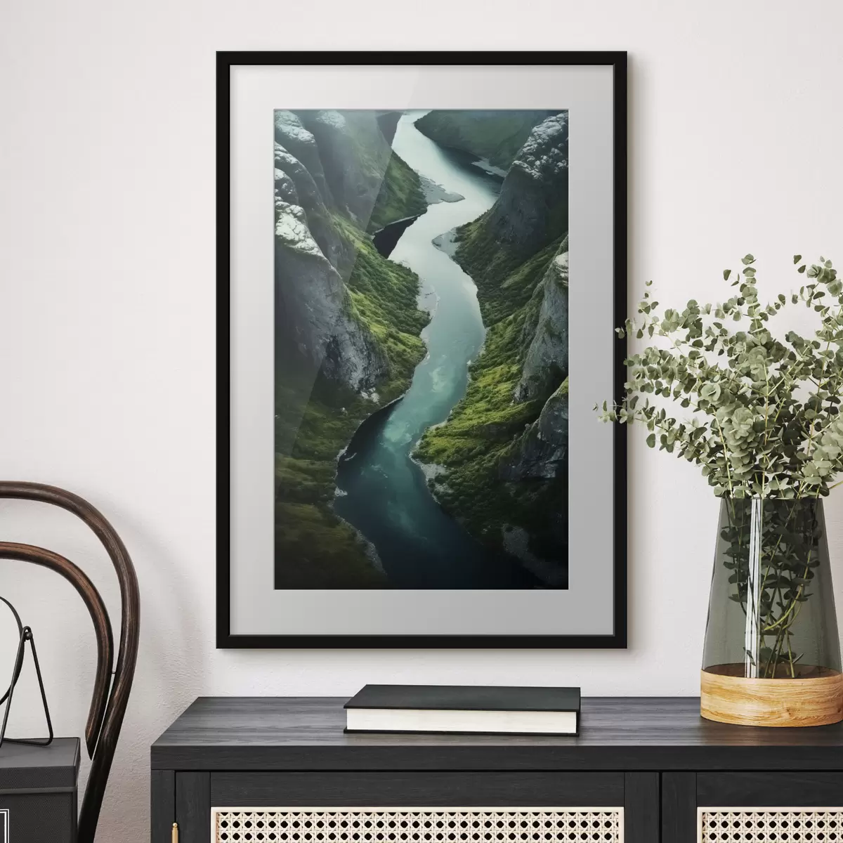 Poster Rivière sinueuse entre les falaises, vue aérienne f46521