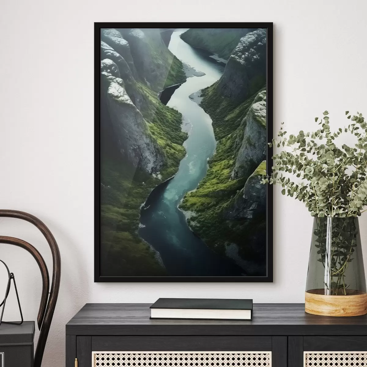 Poster Rivière sinueuse entre les falaises, vue aérienne f46521