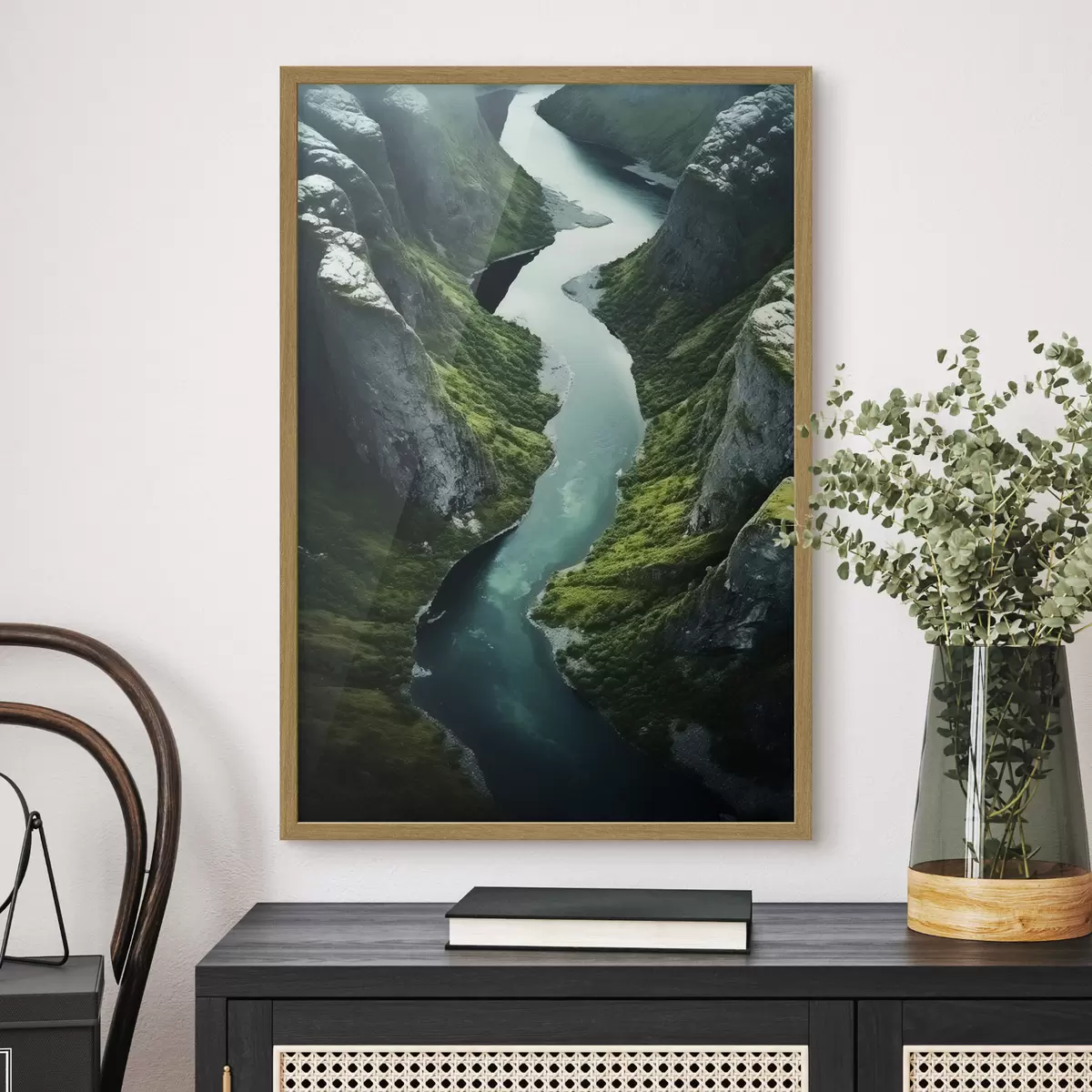 Poster Rivière sinueuse entre les falaises, vue aérienne f46521