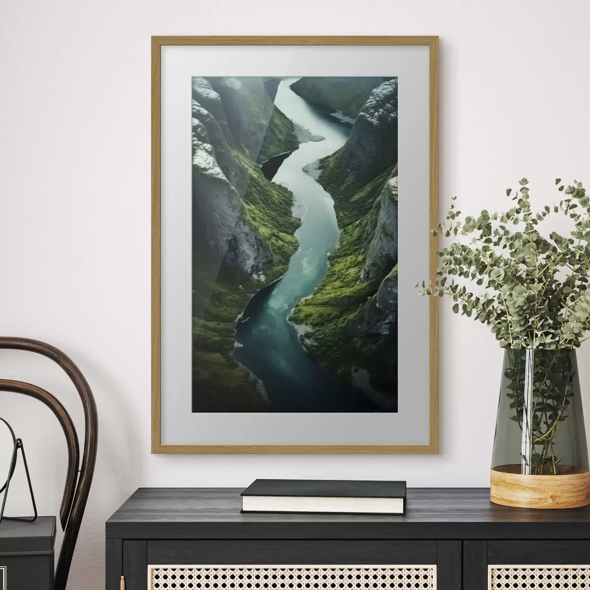 Poster Rivière sinueuse entre les falaises, vue aérienne f46521