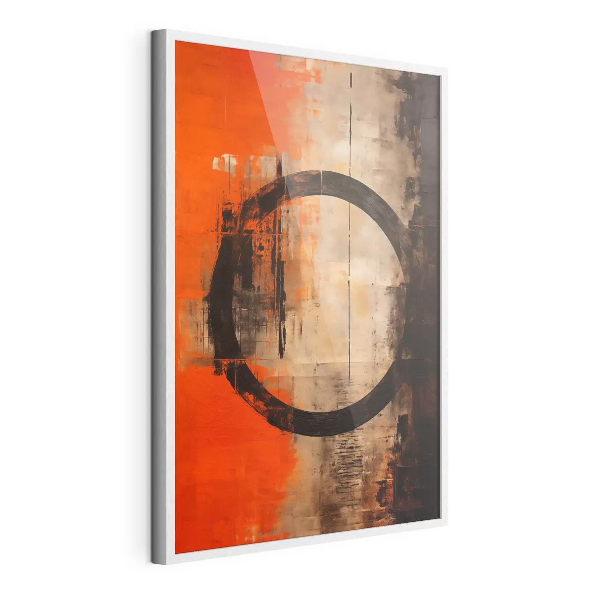 Poster Résumé avec un grand cercle noir et des textures chaleureuses f46528