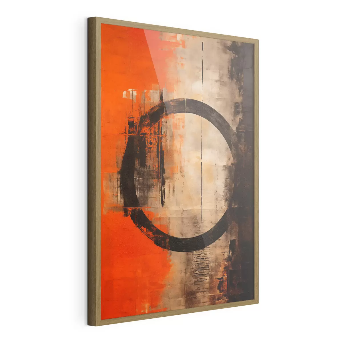 Poster Résumé avec un grand cercle noir et des textures chaleureuses f46528