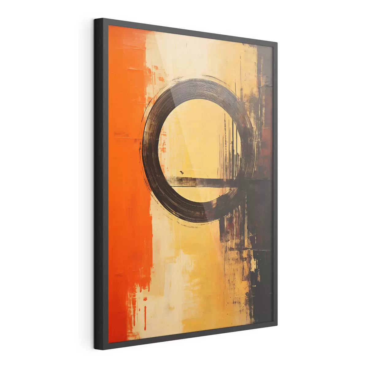 Poster Résumé avec un anneau noir sur fond sable-terre cuite f46529