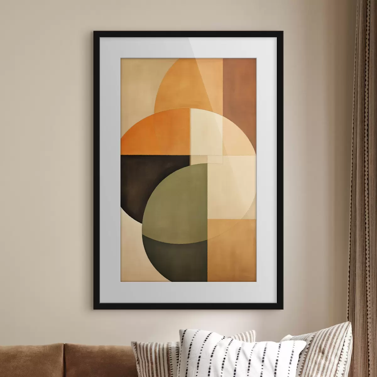 Poster Cercles qui se croisent dans une palette sable-olive f46537
