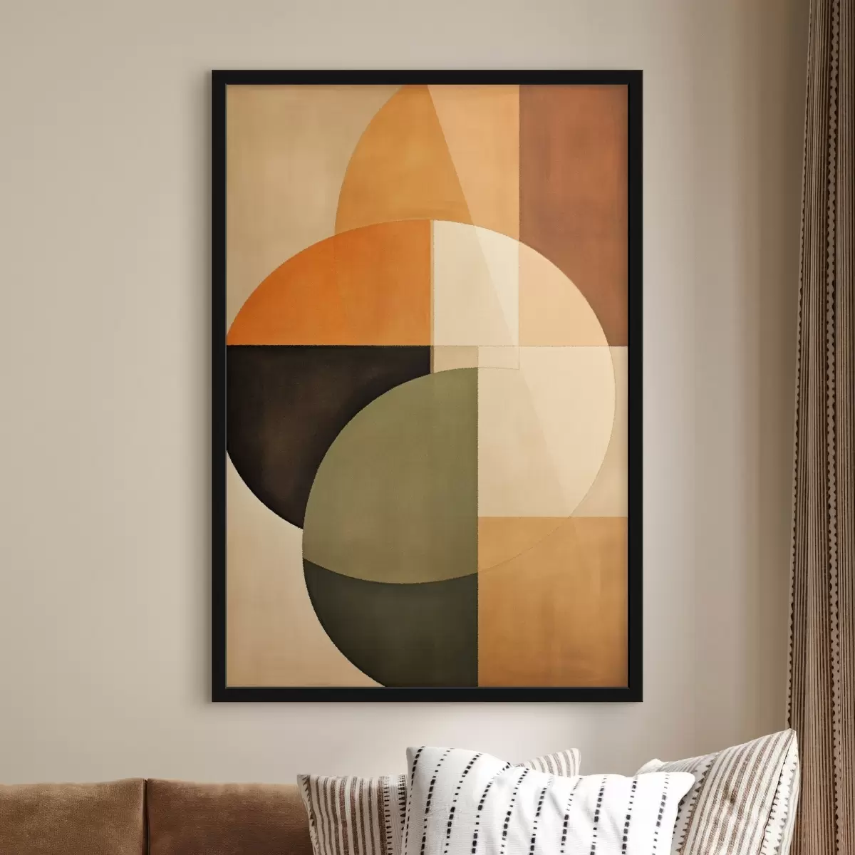 Poster Cercles qui se croisent dans une palette sable-olive f46537