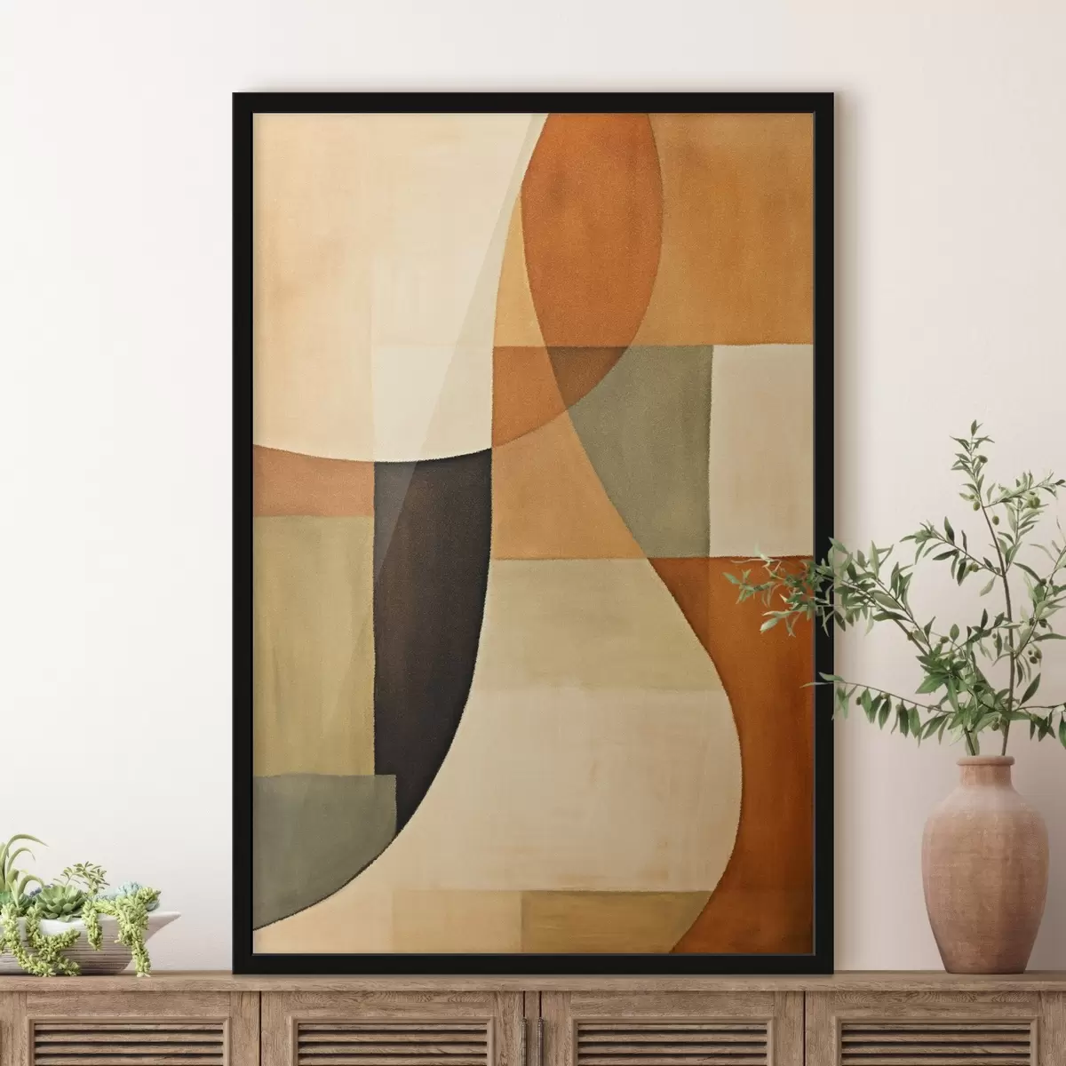 Poster Champs géométriques doux dans une palette naturelle chaleureuse f46538