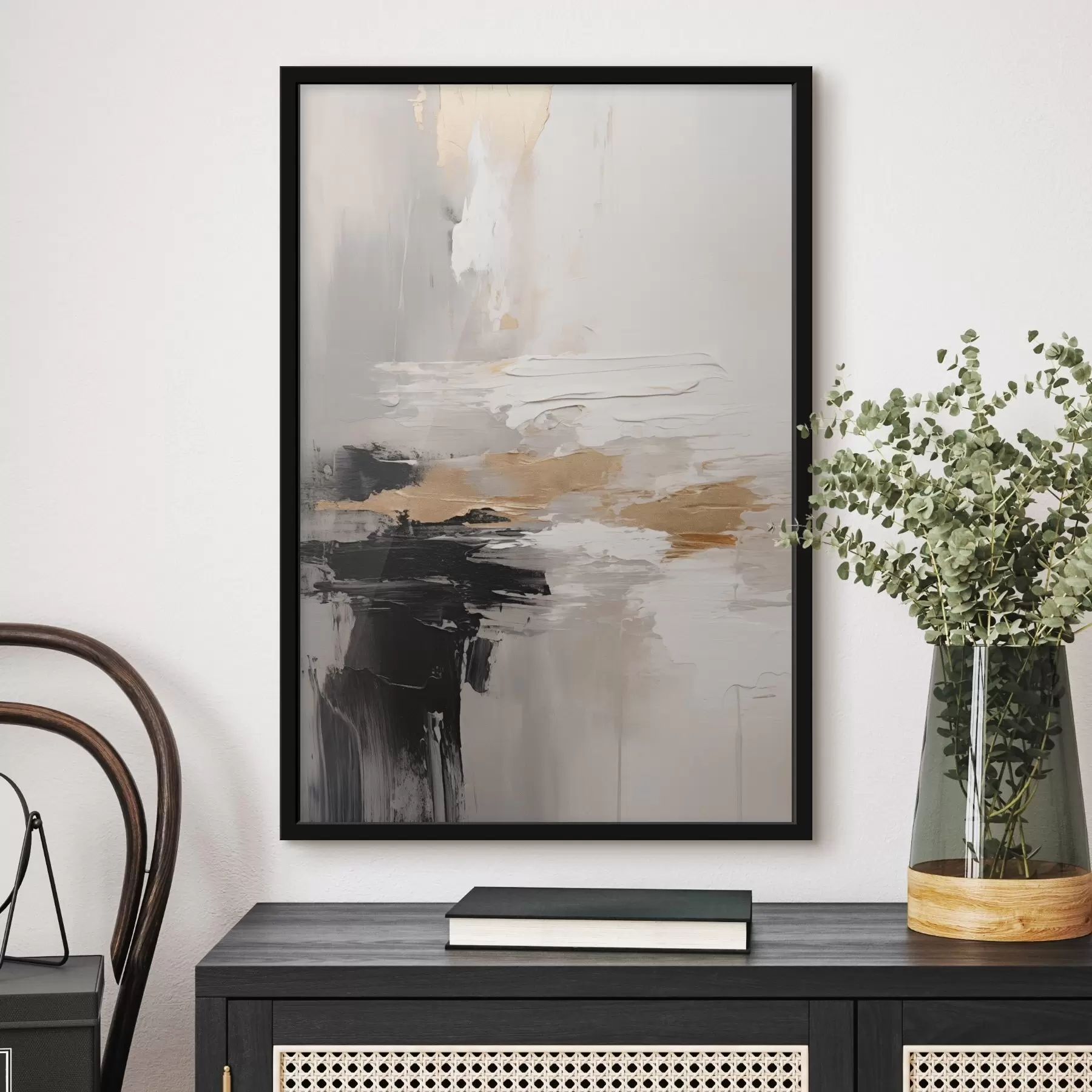 Papier peint Couches contrastées de noir et d'ocre sur fond nude f46544