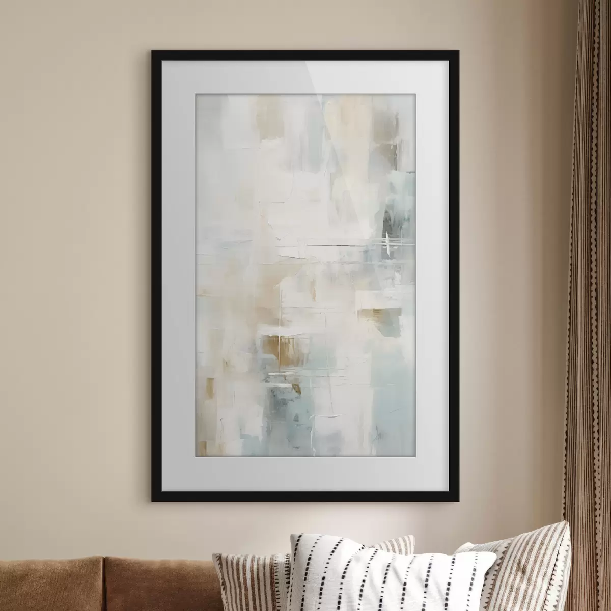 Poster Couches aériennes de bleu et de beige sur fond blanc f46547
