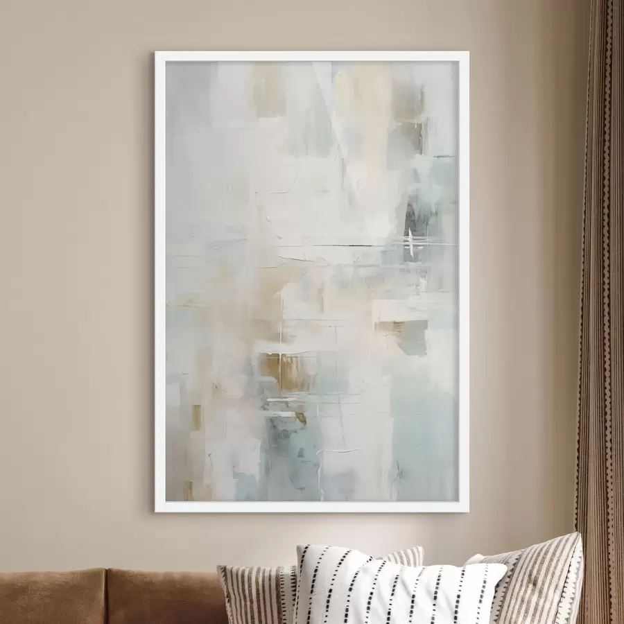 Papier peint Couches aériennes de bleu et de beige sur fond blanc f46547