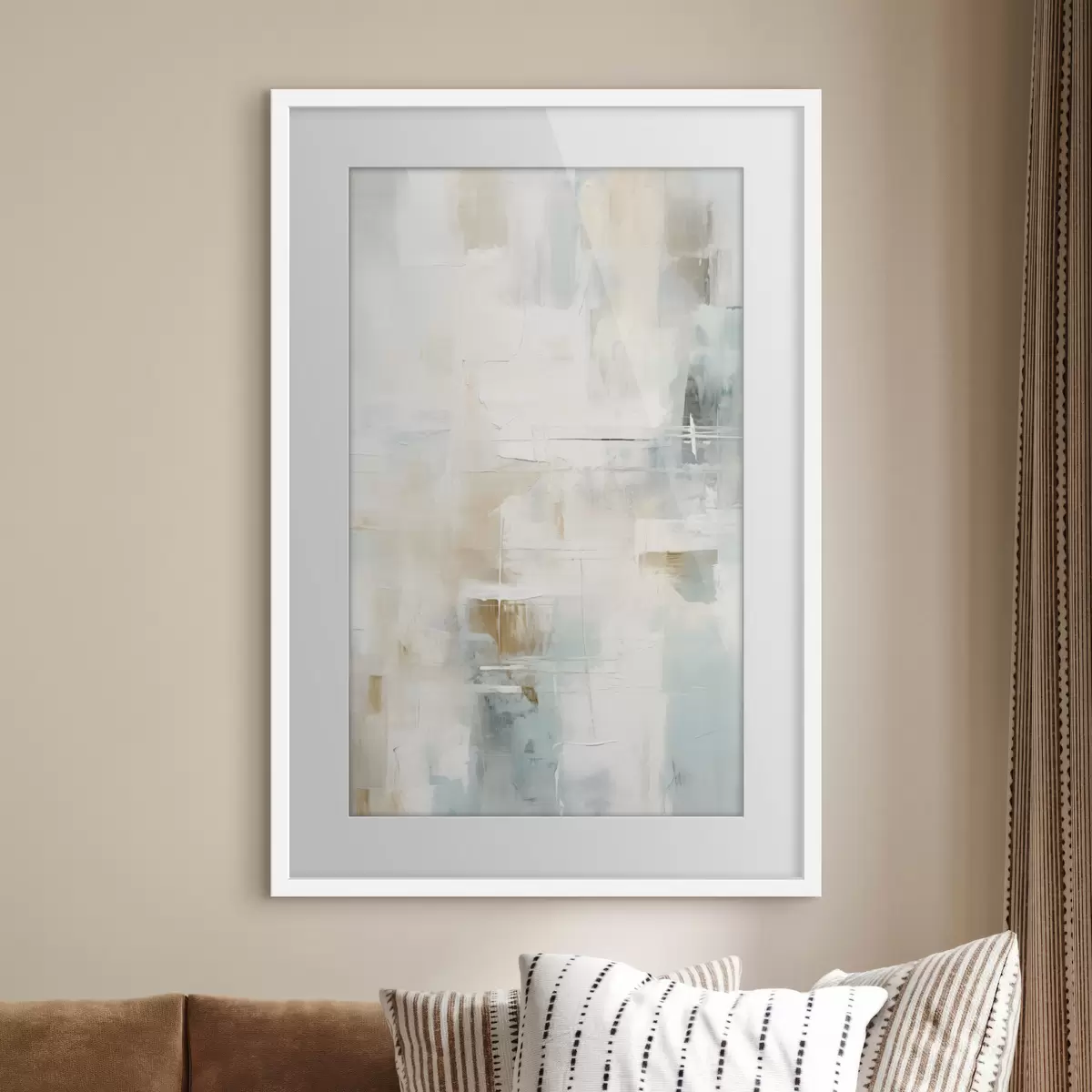 Poster Couches aériennes de bleu et de beige sur fond blanc f46547