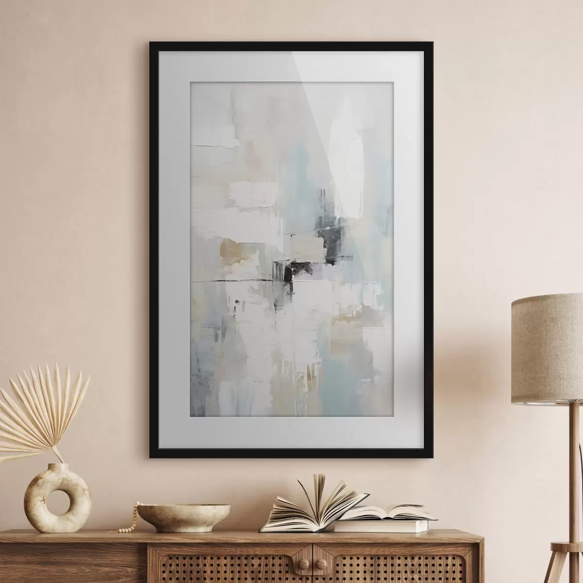 Poster Abstrait aux tons clairs avec une touche de noir f46548