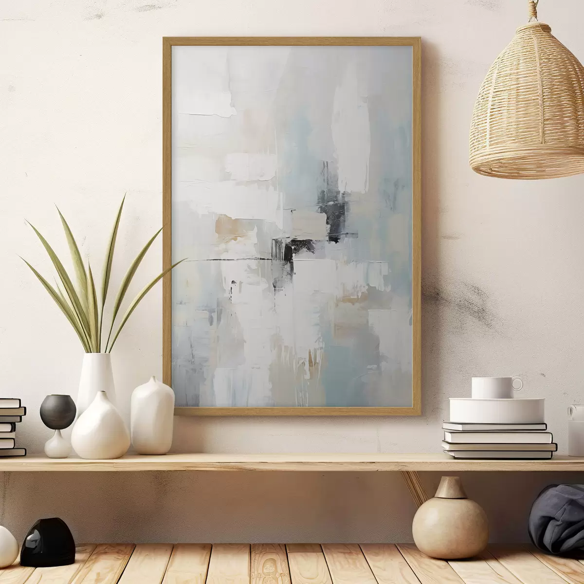Poster Abstrait aux tons clairs avec une touche de noir f46548