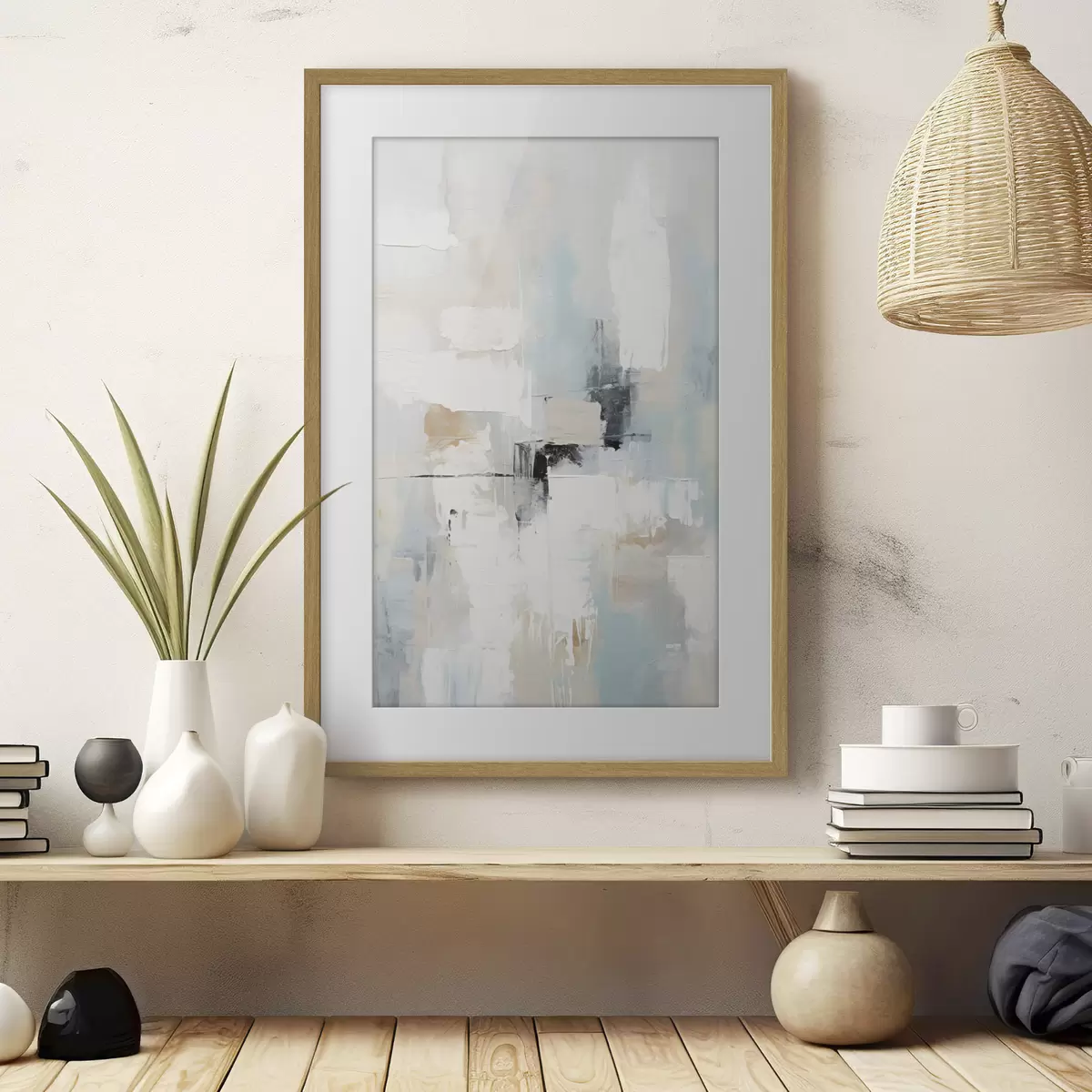 Poster Abstrait aux tons clairs avec une touche de noir f46548