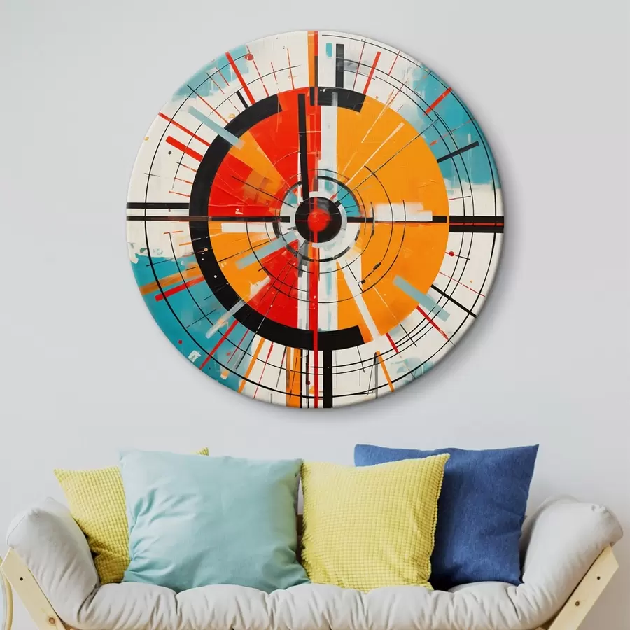 Tableau Cible concentrique avec segments bleu sarcelle et orange r46486