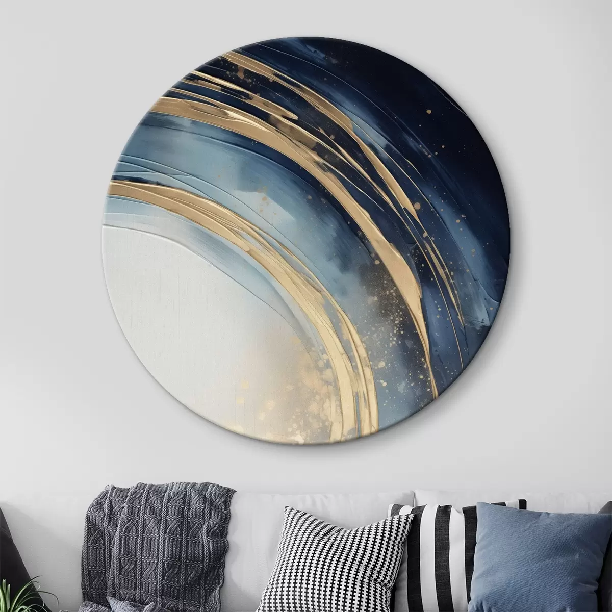 Tableaux rondes Anneaux étroits superposés au-dessus d'un horizon pâle r46489