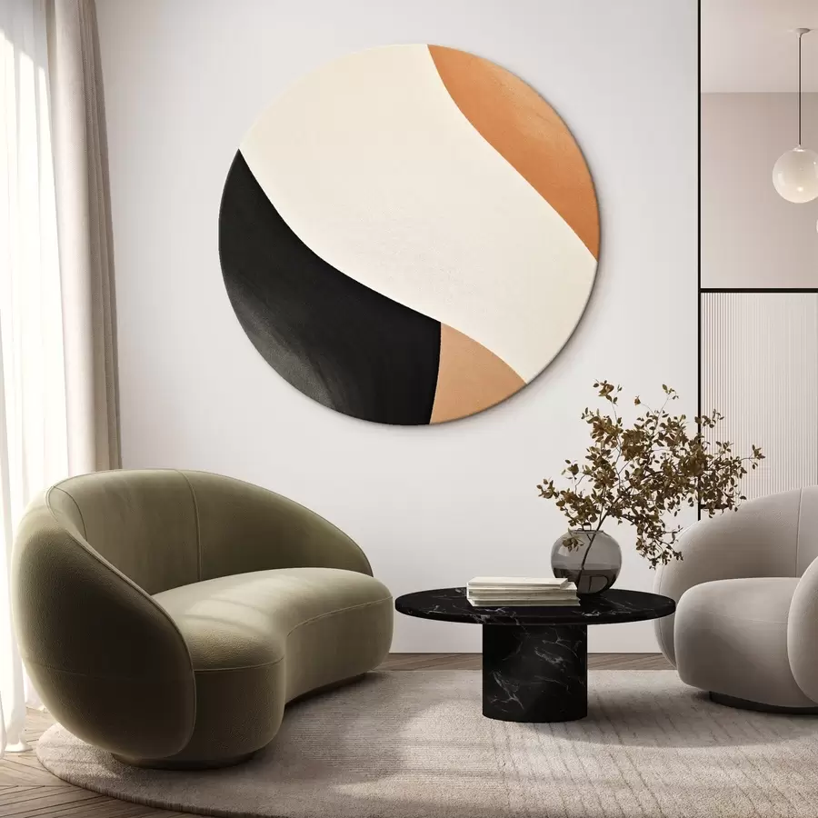 Tableau Courbe en S audacieuse dans des tons crème, noir et terracotta r46495