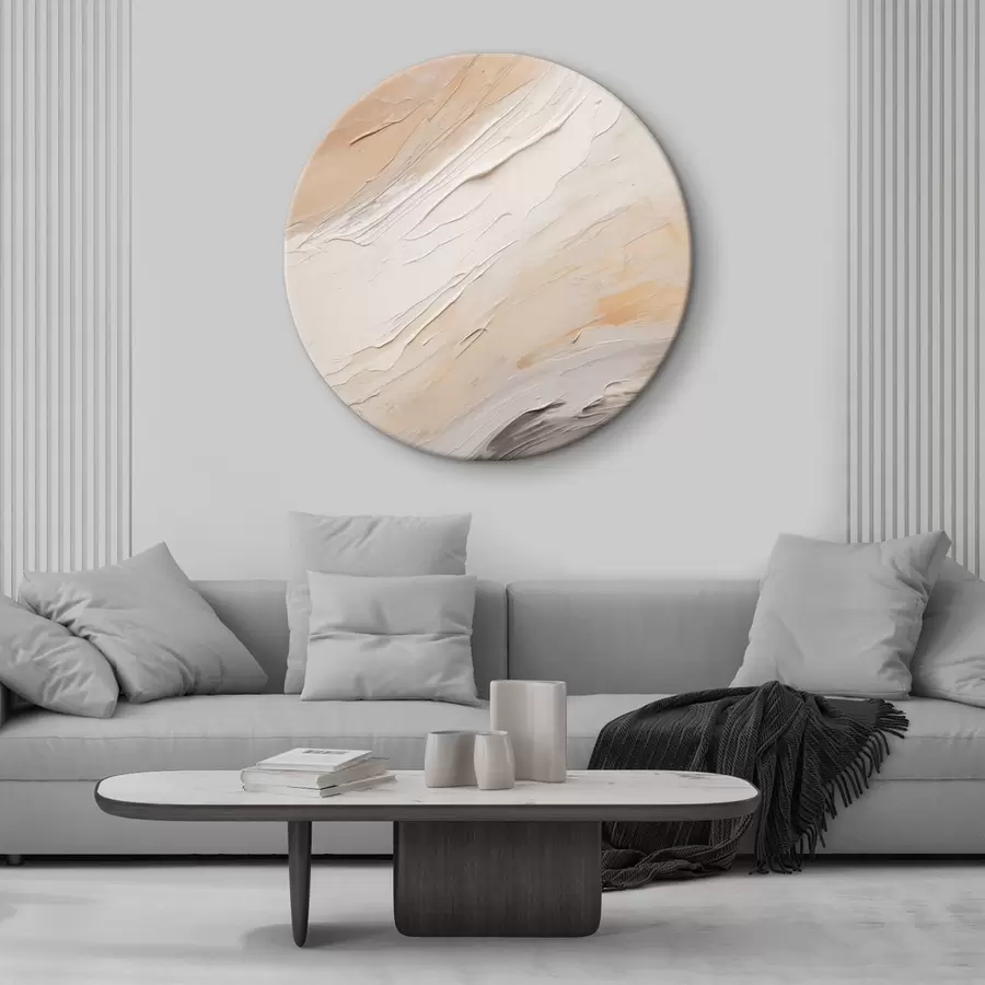 Tableau Enduit texturé tourbillonnant dans des tons beige chaud et gris doux r46511