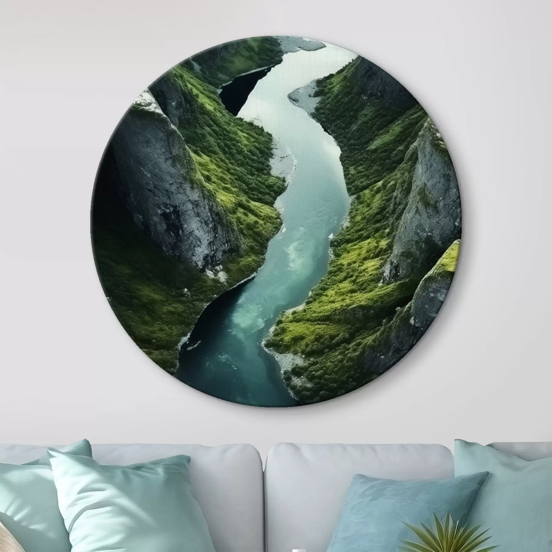 Tableau Rivière sinueuse entre les falaises, vue aérienne r46521