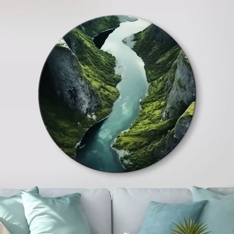 Tableau Rivière sinueuse entre les falaises, vue aérienne r46521