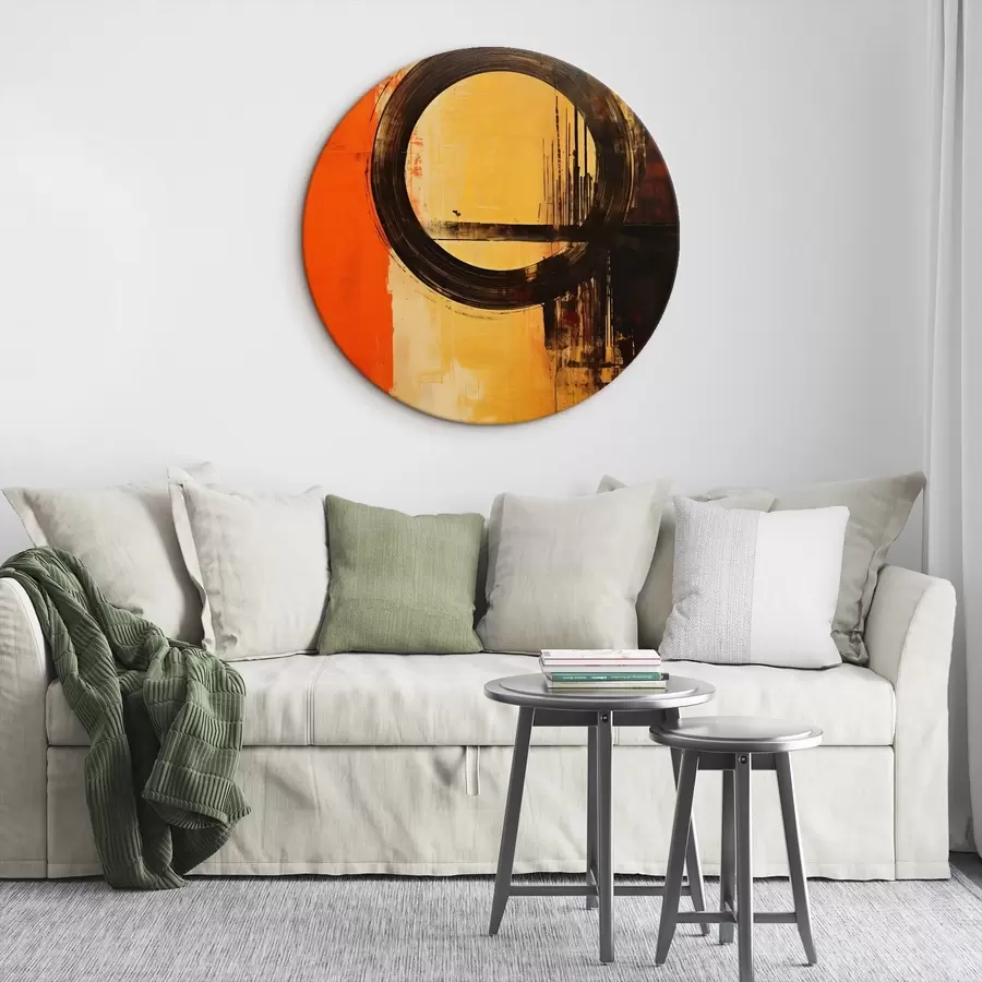 Tableau Résumé avec un anneau noir sur fond sable-terre cuite r46529