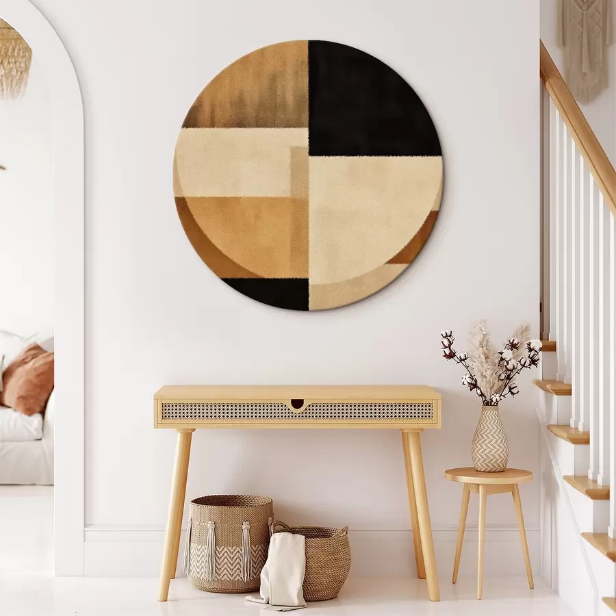 Tableau Demi-cercles et carrés aux tons chauds, texture douce r46531