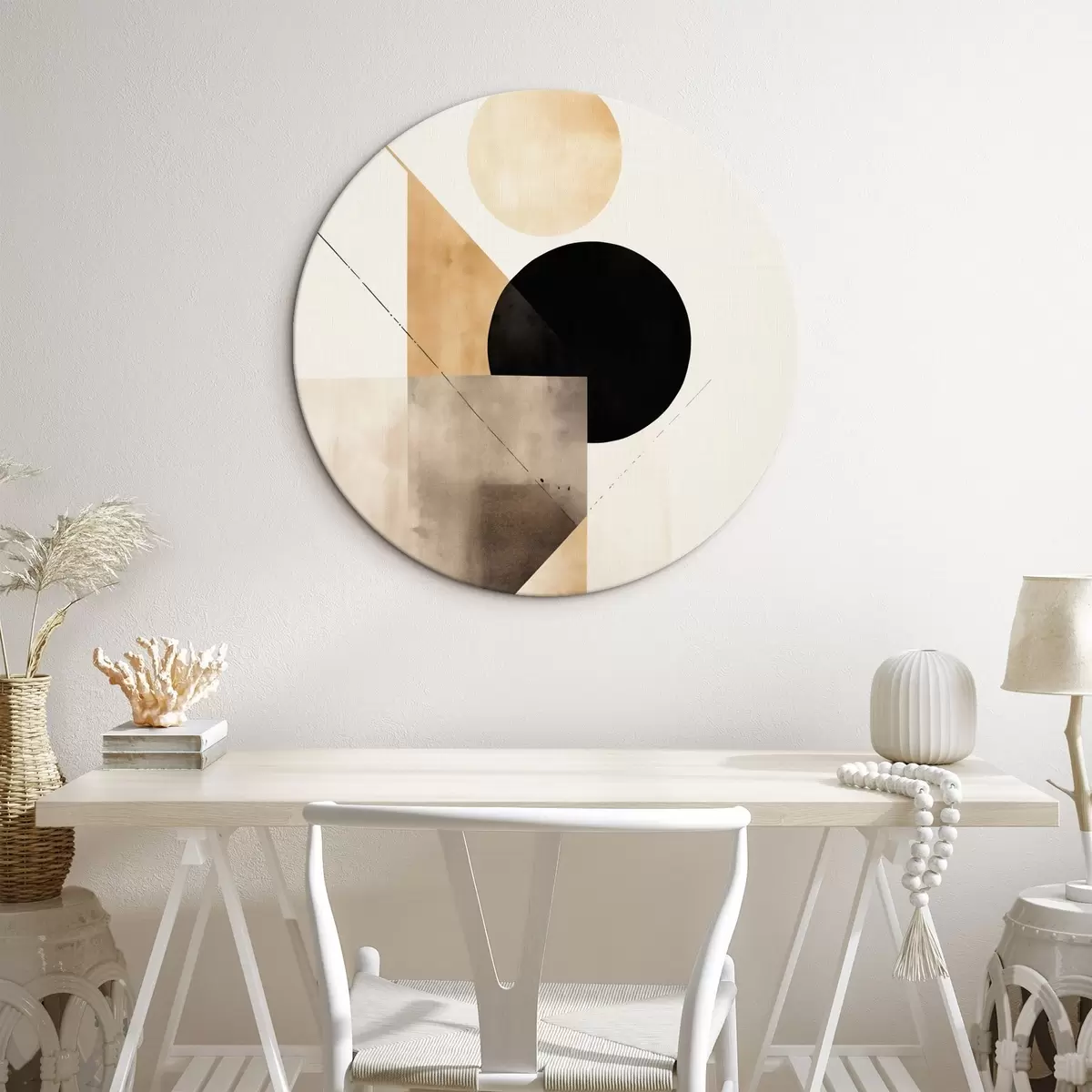 Tableaux rondes Composition minimale : cercle, triangle et plans r46532