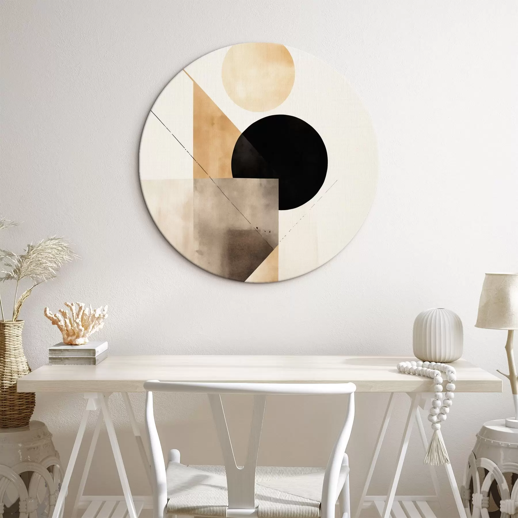 Tableau Composition minimale : cercle, triangle et plans r46532