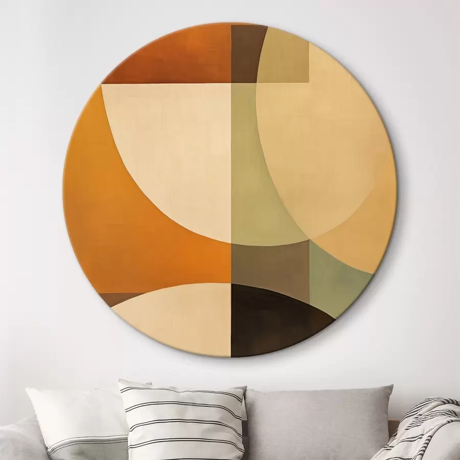 Tableau Grandes formes entrecroisées dans des tons terre cuite-olive r46533